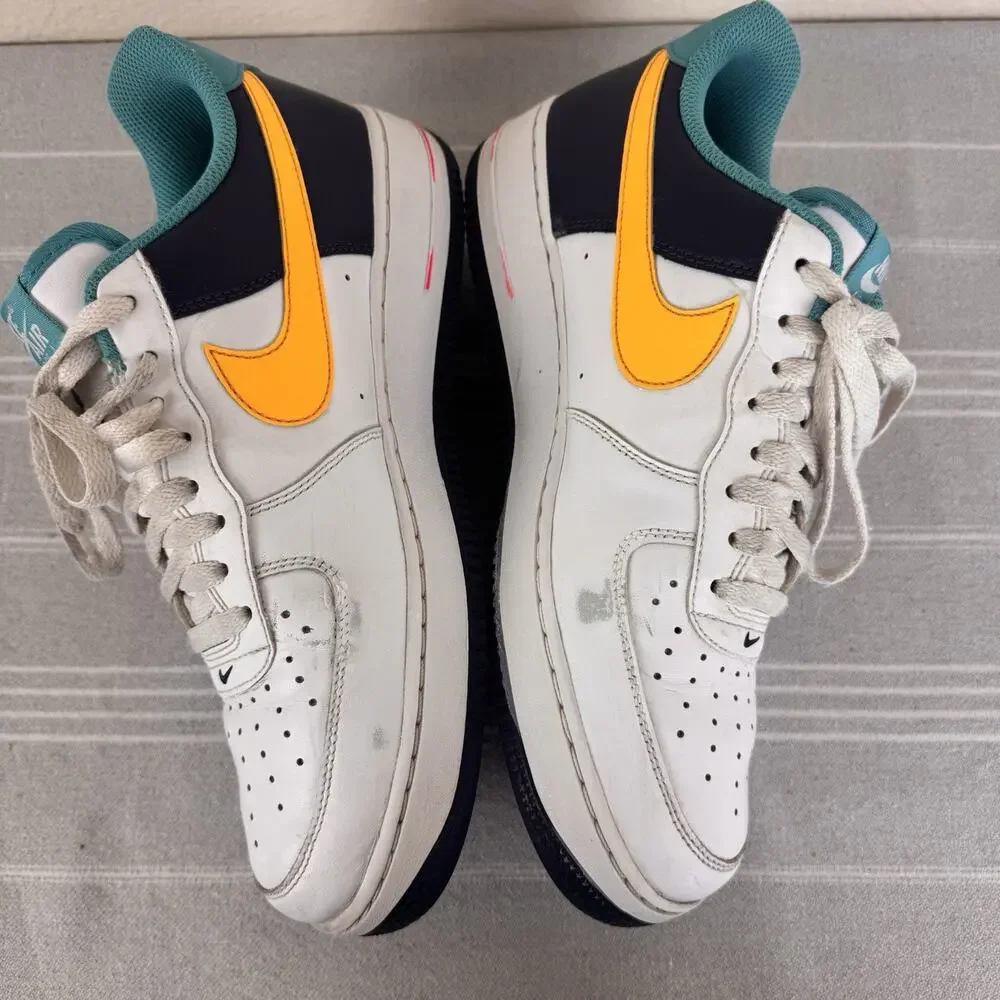 Nike Air Force 1 Low ‘07 90s Leather Athletic Sneakers Neon Pack White Multi 9.5